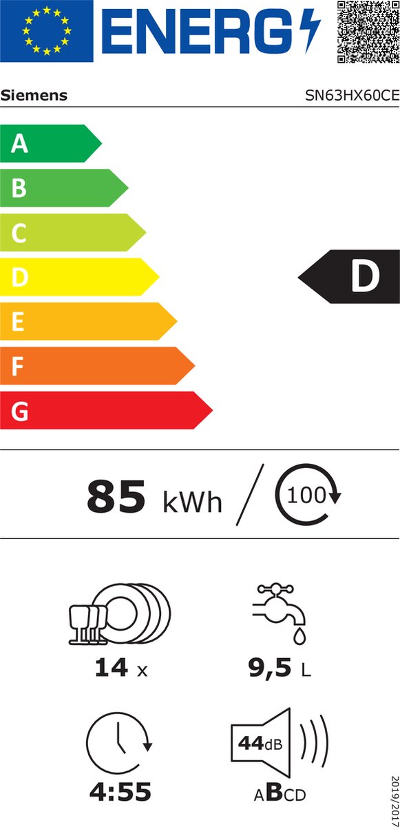 Siemens SN63HX60CE - iQ300 - Inbouwvaatwasser - Volledig integreerbaar - Afbeelding 3