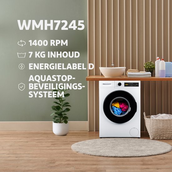 Salora WMH7245 wasmachine Voorbelading 7 kg 1400 RPM Wit - Afbeelding 9