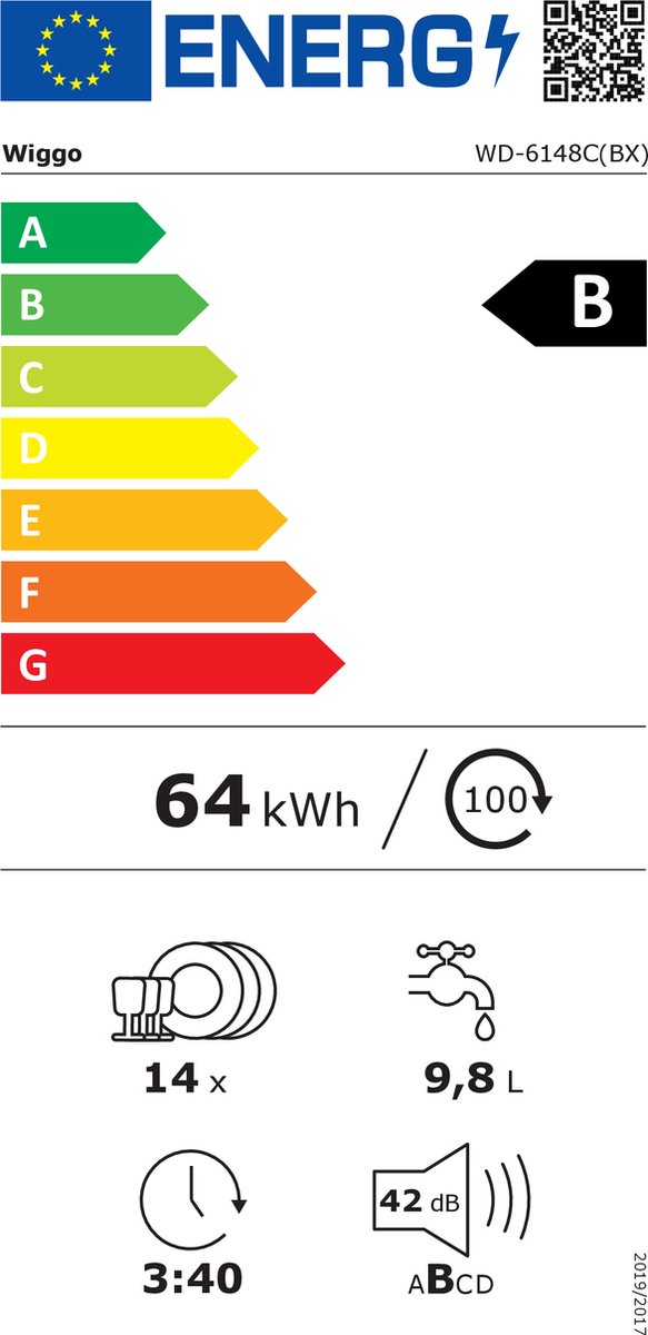 Wiggo WD-F6148B(DX) - Vrijstaande Vaatwasser - 60cm - Afbeelding 3