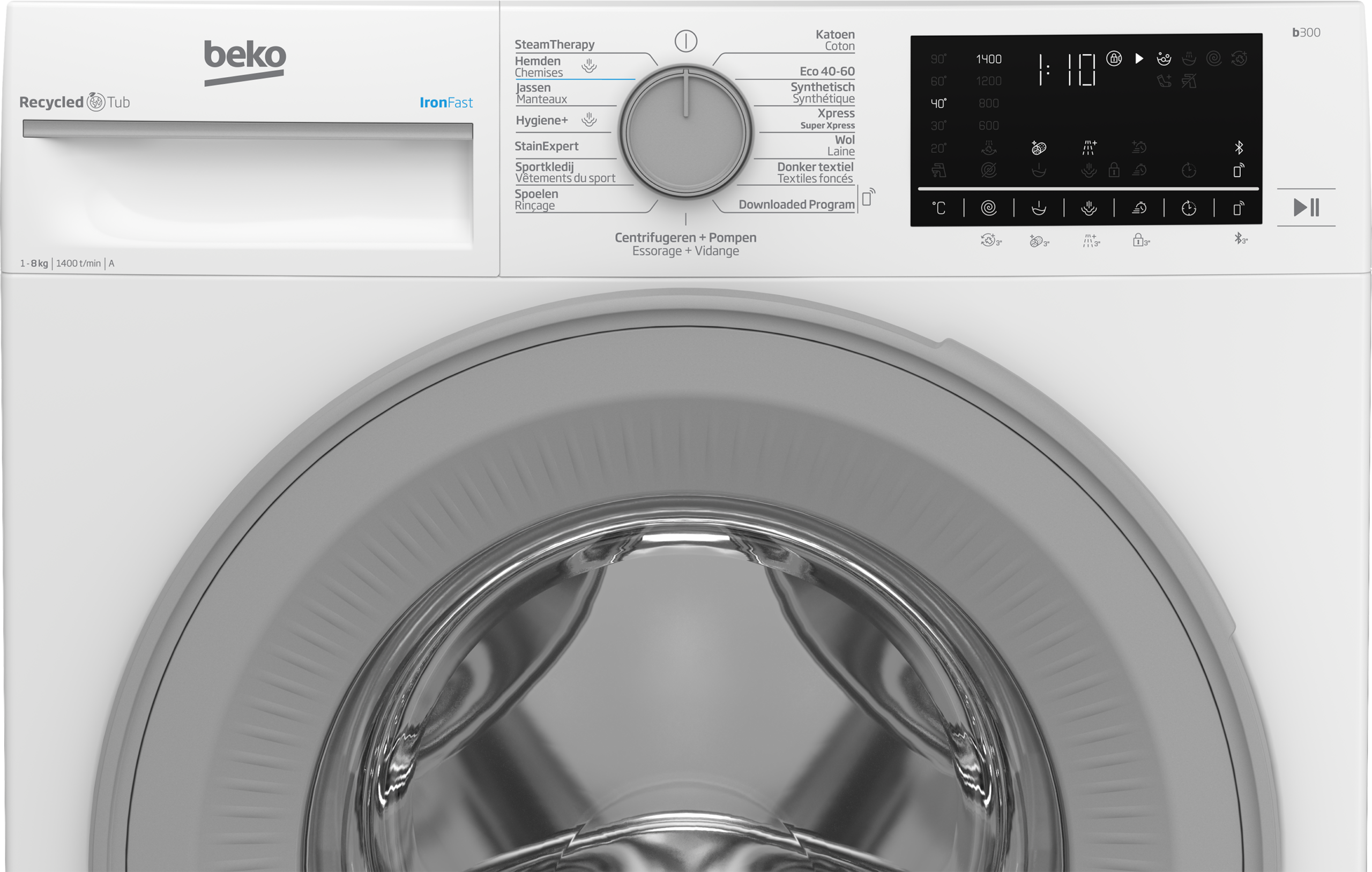 Beko B3WT5841WB1 wasmachine 8 kg 1400 RPM wit vrijstaand