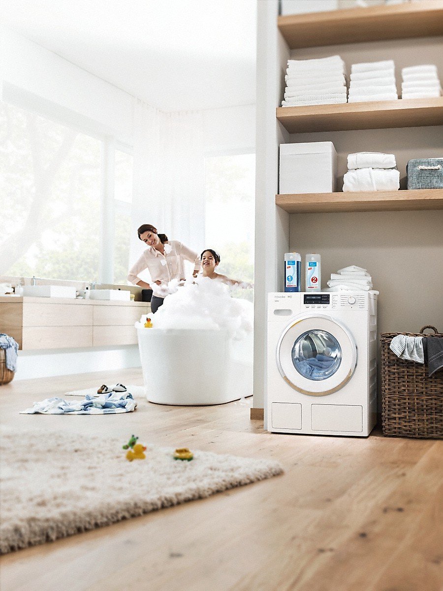Miele WMG120 WPS TDos wasmachine met TwinDos automatische dosering en 8 kg laadvermogen in lotuswit