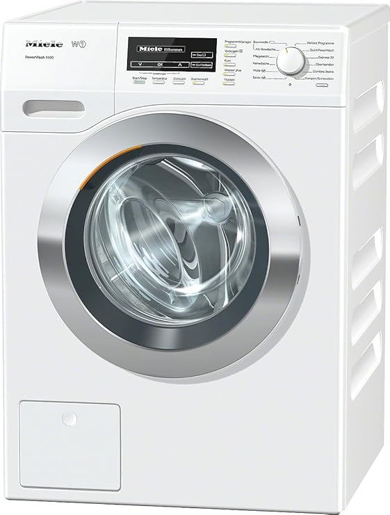 Miele WKF110 WPS wasmachine met PowerWash technologie en 8 kg laadvermogen in lotuswit.