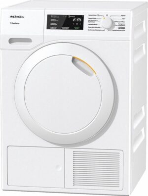 Miele TEB155WP warmtepompdroger met EcoDry technologie, PerfectDry en 7 kg laadvermogen in witte uitvoering.