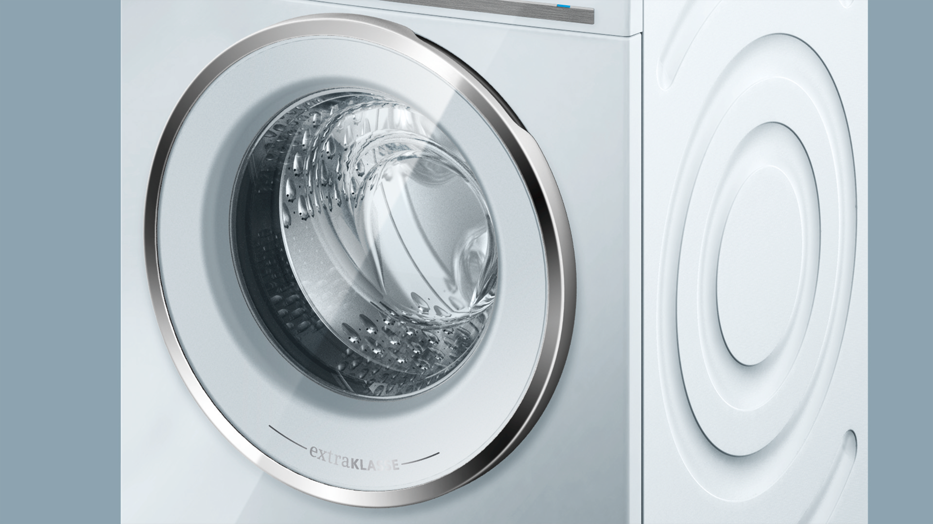 Siemens WM16W592NL iQ700 wasmachine met iQdrive motor, 9 kg laadvermogen en 1600 rpm centrifuge in witte uitvoering.