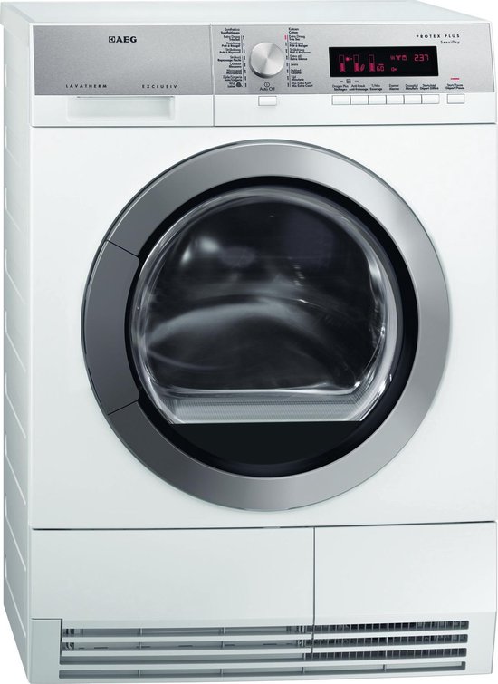 AEG Lavatherm T86589IH2 warmtepompdroger met AbsoluteCare technologie en 8 kg laadvermogen in witte uitvoering.