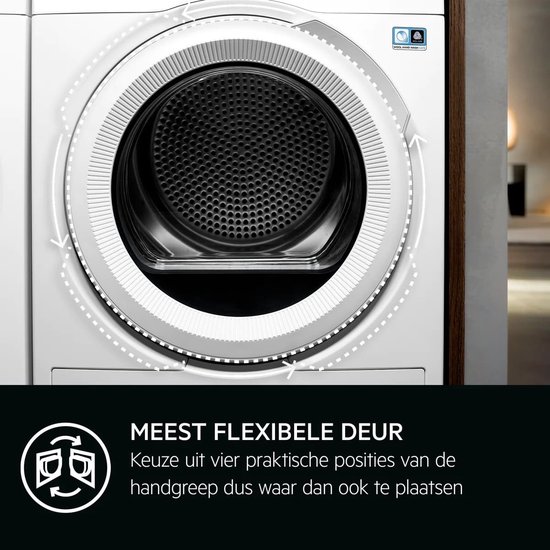 AEG TR838A2B warmtepompdroger uit de 8000 AbsoluteCare serie met 8 kg laadvermogen, MixDry en SensiDry technologie in witte uitvoering.