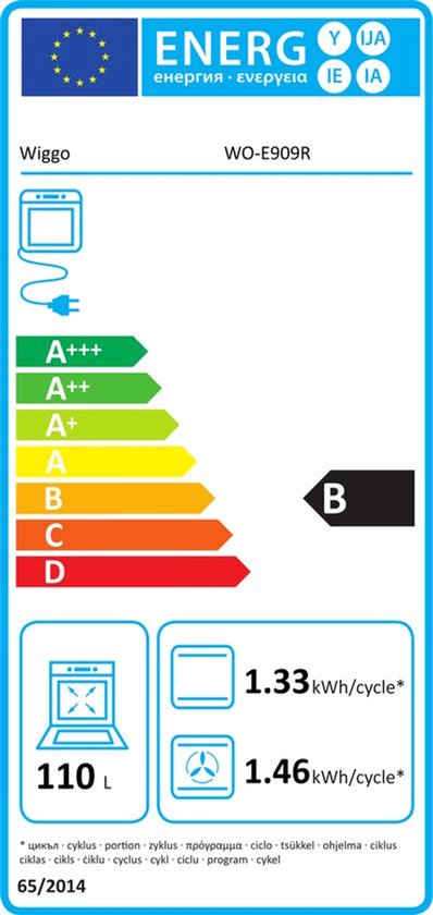 Wiggo Serie 9 WO-E909R WW wit gasfornuis van 90 cm met 5 gasbranders, wokbrander en multifunctionele elektrische oven.