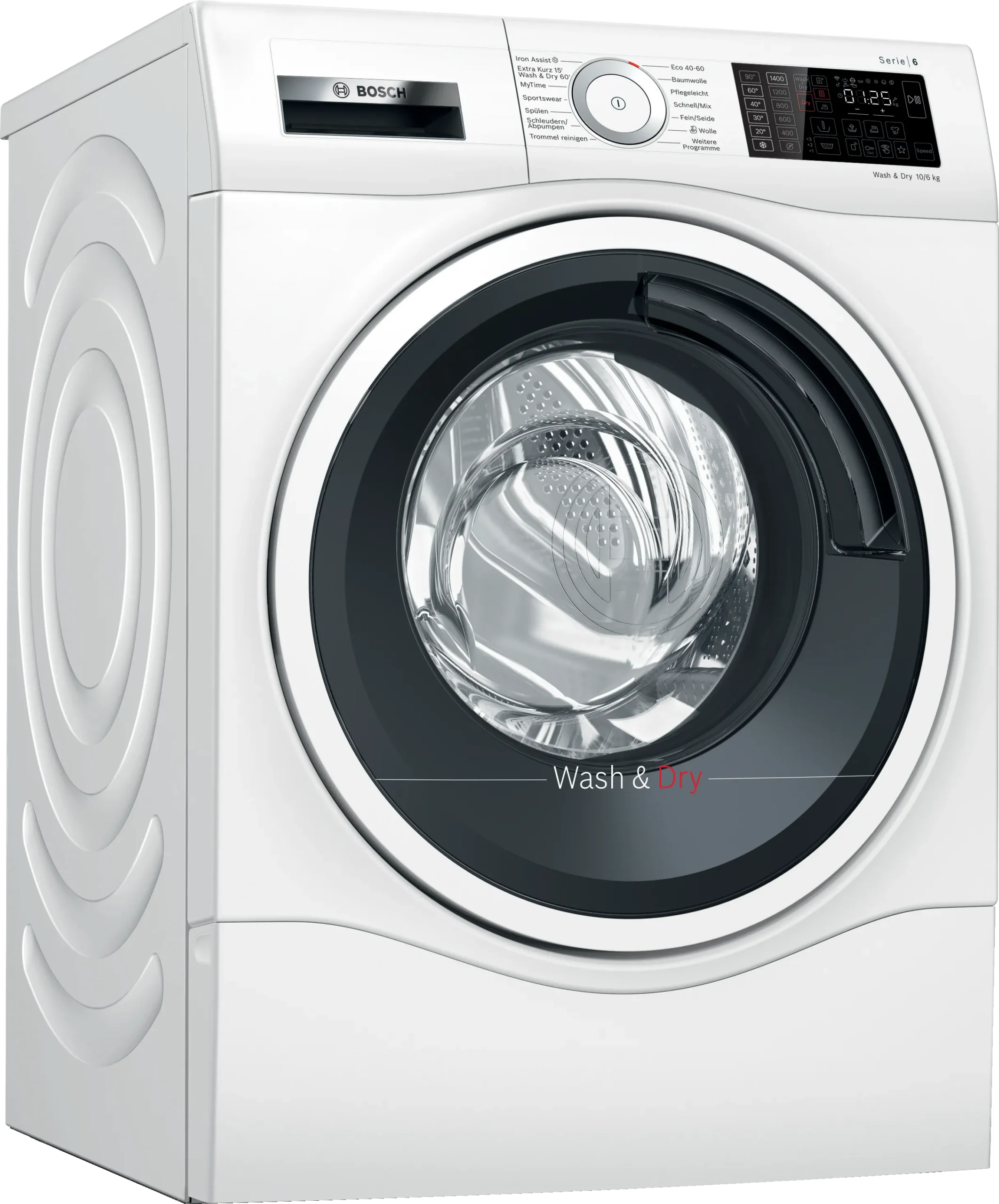 Bosch Serie 6 WDU28512 was-droogcombinatie met AutoDry, Home Connect en 10 kg wascapaciteit plus 6 kg droogcapaciteit in witte uitvoering.