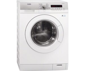 AEG Lavamat L76485FL wasmachine met OptiSense technologie, ProTex trommel, inverter motor en 8 kg laadvermogen in witte uitvoering.