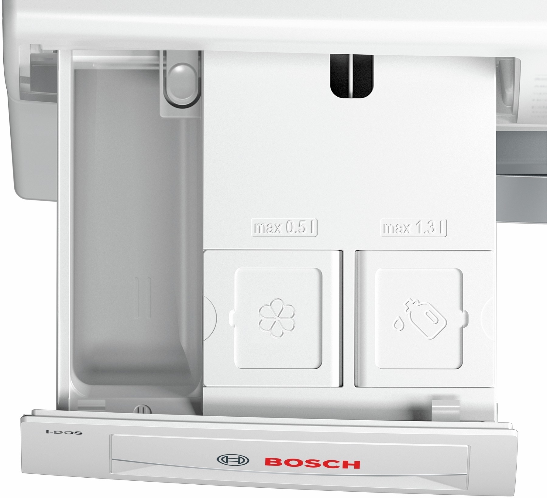Bosch Serie 6 WAT28695NL wasmachine met i-DOS automatische dosering, EcoSilence Drive motor, AquaStop en 8 kg laadvermogen in witte uitvoering.