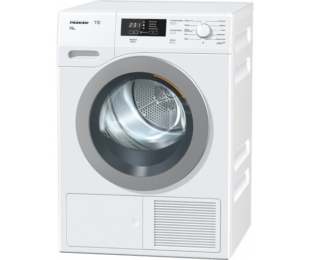 Miele T1 TKB650 WP warmtepompdroger met EcoDry, PerfectDry, FragranceDos, SoftCare-trommel en 8 kg laadvermogen in lotuswitte uitvoering.