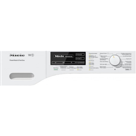 Miele W1 WKH131 WPS wasmachine met TwinDos, PowerWash 2.0, QuickPowerWash, WaterProof-System en 8 kg laadvermogen in lotuswitte uitvoering.