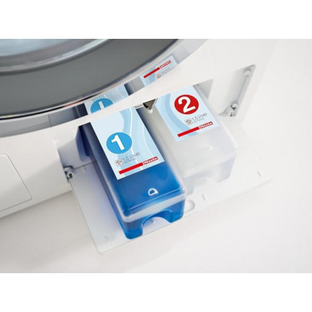 Miele W1 WKH131 WPS wasmachine met TwinDos, PowerWash 2.0, QuickPowerWash, WaterProof-System en 8 kg laadvermogen in lotuswitte uitvoering.