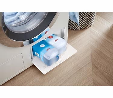 Miele W1 WWE660 WCS TDos & WiFi wasmachine met TwinDos automatische dosering, Miele@home WiFi, ProfiEco motor en 8 kg laadvermogen in lotuswitte uitvoering.