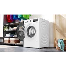 Bosch Serie 4 WAN28K43 wasmachine met EcoSilence Drive motor, SpeedPerfect, Hygiene Plus, AquaStop en 8 kg laadvermogen in witte uitvoering.