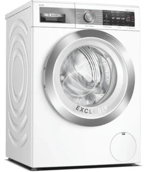 Bosch Serie 8 WAXH2E90NL wasmachine met 10 kg laadvermogen, i-DOS automatische dosering, 4D Wash System, Home Connect en EcoSilence Drive motor in witte uitvoering.