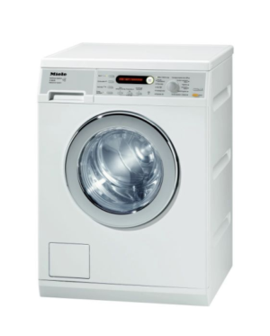 Miele V 5849 WPS wasmachine met WaterProof-System, SoftCare trommel, 1400 rpm centrifuge en 7 kg laadvermogen in lotuswitte uitvoering.