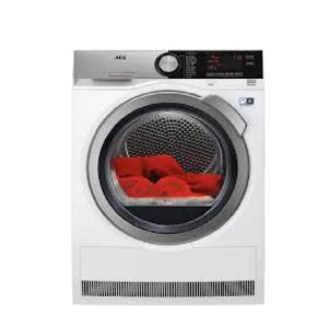 AEG 8000 AbsoluteCare T8DE86685 warmtepompdroger met AbsoluteCare®, SensiDry®, ProSense®, Inverter motor en 8 kg laadvermogen in witte uitvoering.
