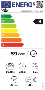 eko WTV10725XCW1 wasmachine met 10 kg laadvermogen, ProSmart Inverter Motor, AntiCrease®, Wave Drum en 1400 toeren in witte uitvoering.