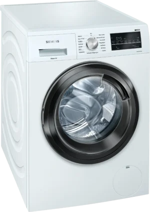 Siemens iQ500 WM14G400 wasmachine met iQdrive motor, speedPack L, waterPerfect Plus, softTrommel, AquaStop en 8 kg laadvermogen in witte uitvoering.
