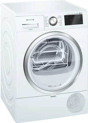 Siemens iQ500 WT7U4691NL warmtepompdroger met SelfCleaning Condenser, autoDry, softDry trommelsysteem, trommelverlichting en 8 kg laadvermogen.