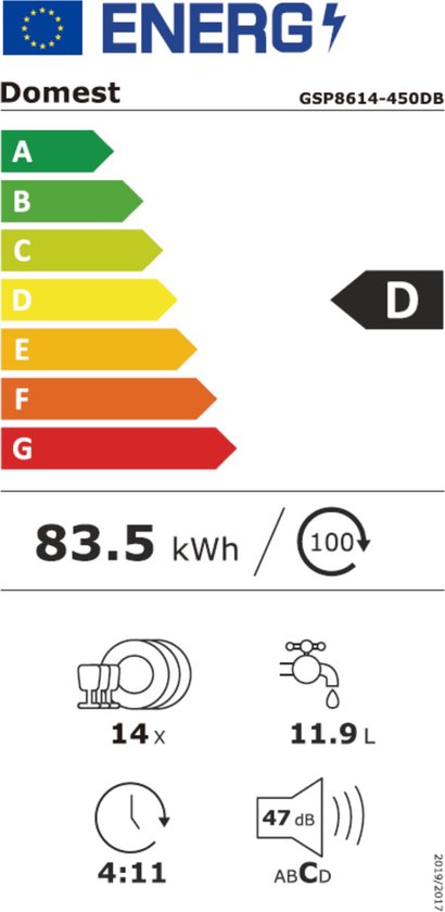 Exquisit GSP8614-450DB vrijstaande vaatwasser met 14 couverts, Aquastop, LED-display, verstelbare bovenkorf en zwarte afwerking.