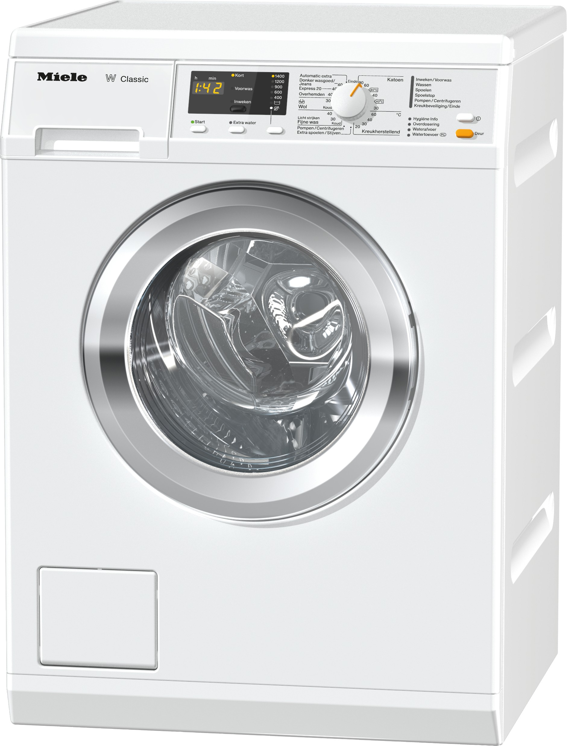 Miele WDA 110 W Classic wasmachine 7 kg met 1400 toeren, SoftCare-trommel en Watercontrol-systeem.