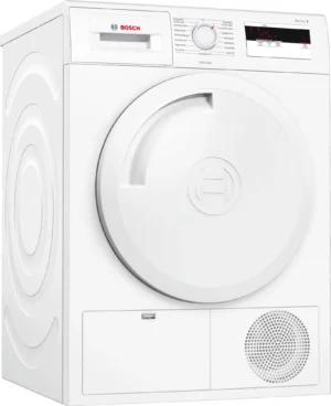 Bosch Serie 4 WTH83081 warmtepompdroger met 7 kg laadvermogen, AutoDry, SensitiveDrying System en EasyClean-filter. Energiezuinig en zorgvuldig drogen.