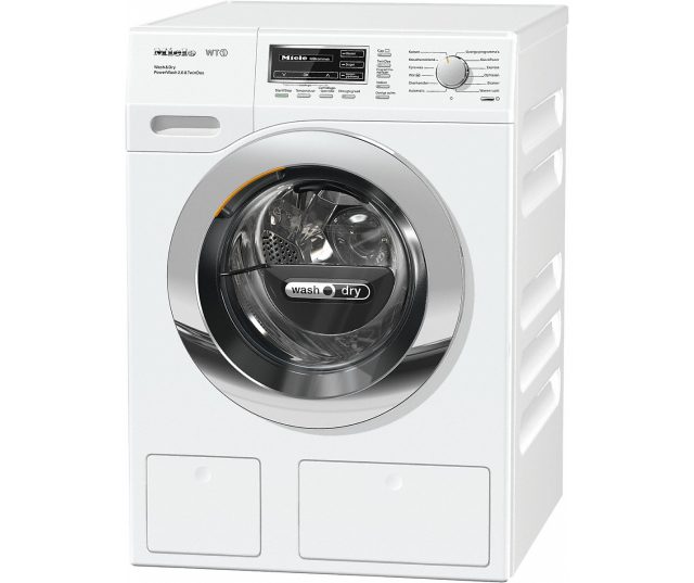 De Miele WT1 WTZH130 WPM was-droogcombinatie met 8 kg wassen, 5 kg drogen, TwinDos, PowerWash 2.0, SteamCare en 1600 toeren. Premium wassen en drogen in één apparaat.