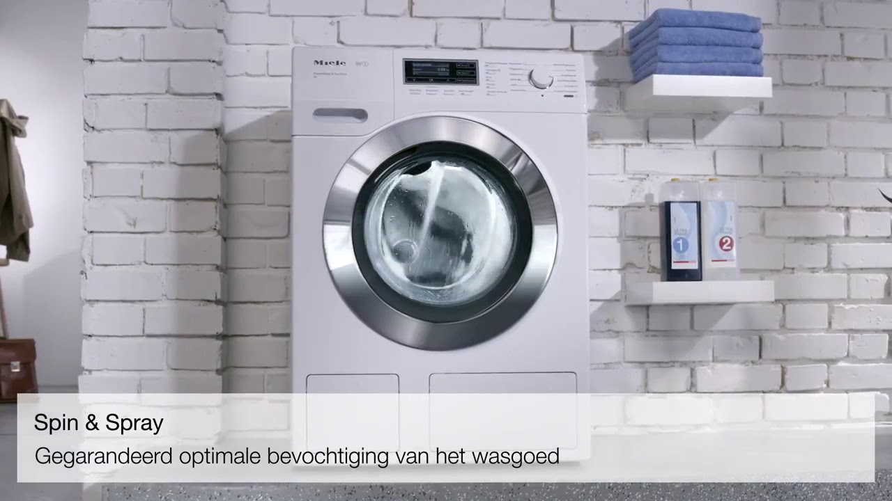 De Miele WT1 WTZH130 WPM was-droogcombinatie met 8 kg wassen, 5 kg drogen, TwinDos, PowerWash 2.0, SteamCare en 1600 toeren. Premium wassen en drogen in één apparaat.
