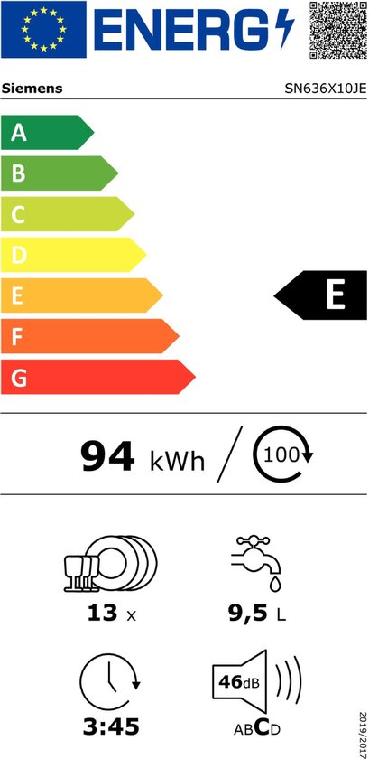 Siemens iQ300 SN636X10JE volledig geïntegreerde inbouw vaatwasser 60 cm voor 13 couverts.