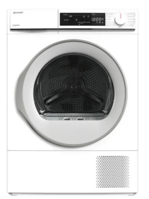 Sharp KD-NHA8S6GW21-BX warmtepompdroger 8 kg met Sensor Drying en digitaal display.