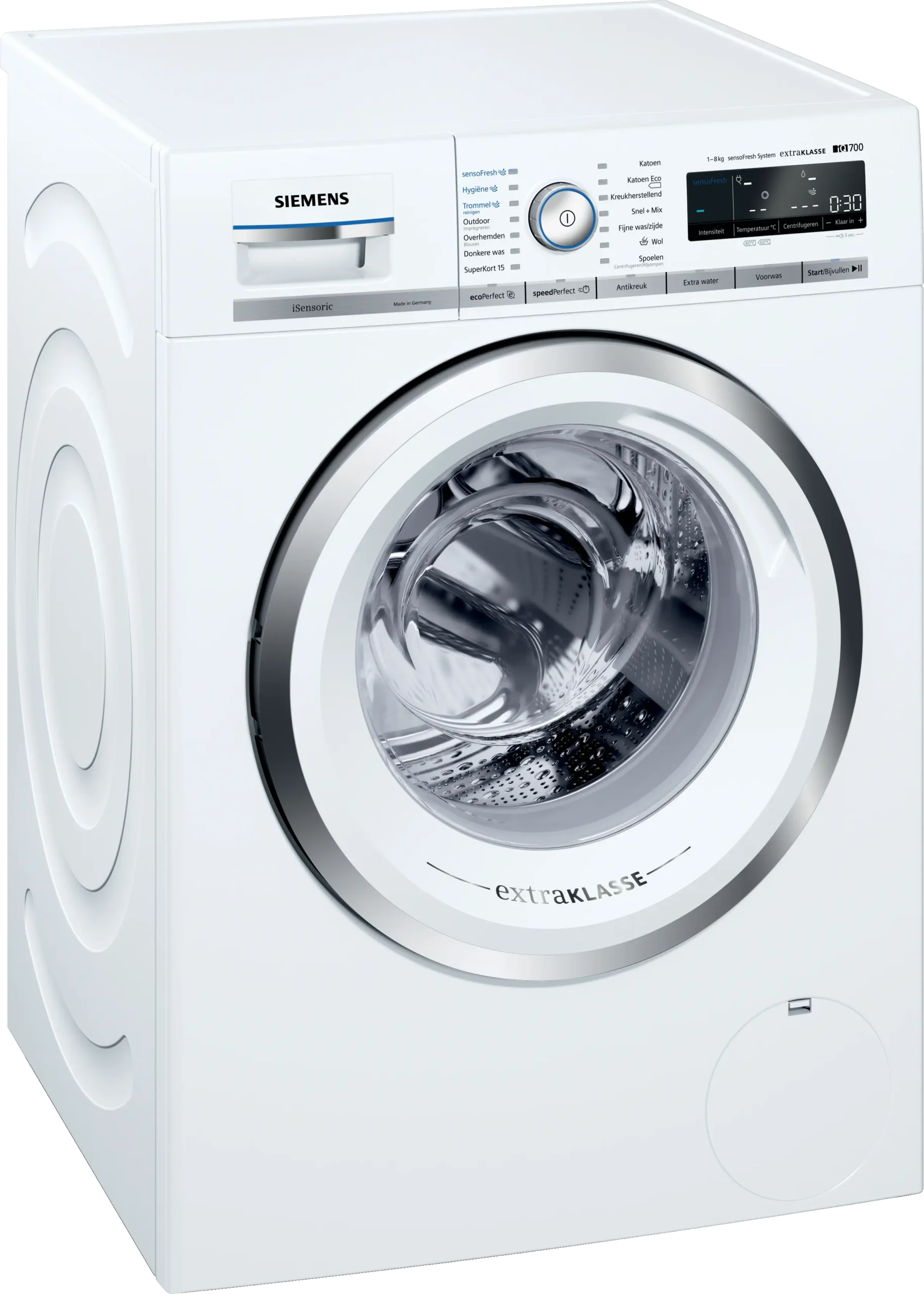 De Siemens iQ700 WM14W890NL wasmachine met 8 kg laadvermogen, sensoFresh, varioSpeed, waterPerfect Plus en aquaStop. Premium, stil en energiezuinig wassen.