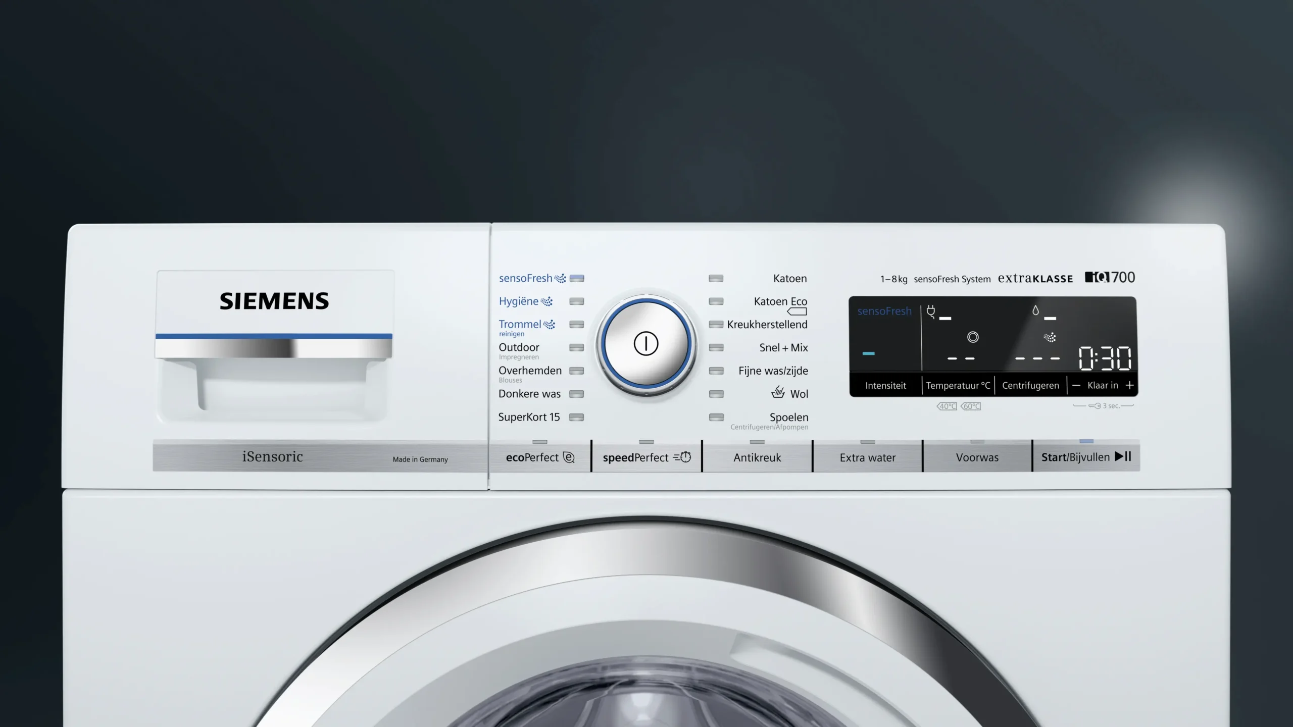 De Siemens iQ700 WM14W890NL wasmachine met 8 kg laadvermogen, sensoFresh, varioSpeed, waterPerfect Plus en aquaStop. Premium, stil en energiezuinig wassen.