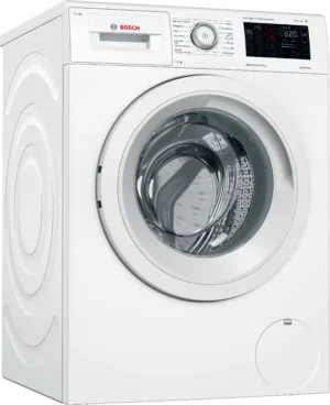 Bosch Serie 6 WAT28655NL wasmachine met i-DOS automatische dosering, EcoSilence Drive motor, SpeedPerfect, VarioTrommel en 8 kg laadvermogen in witte uitvoering.
