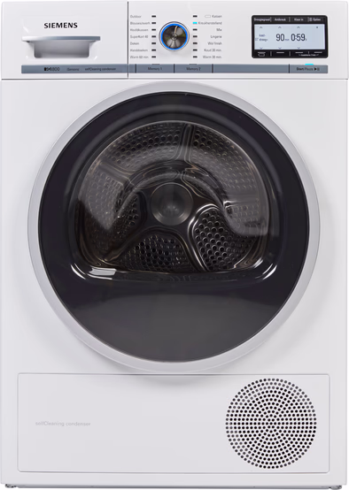 Siemens iQ800 WT47Y700NL witte warmtepompdroger 8 kg met SelfCleaning Condenser en TFT-display