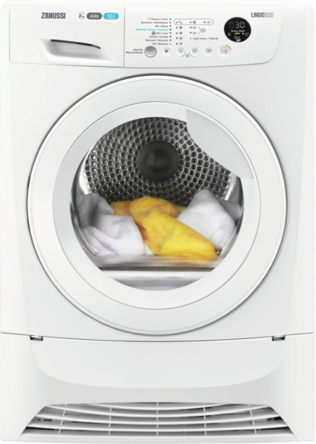 Zanussi ZDC8203WR witte condensdroger 8 kg met Sensor Drying