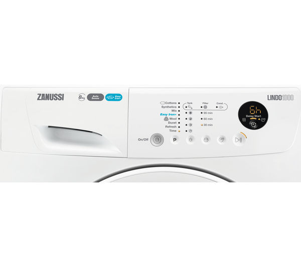 Zanussi ZDC8203WR witte condensdroger 8 kg met Sensor Drying