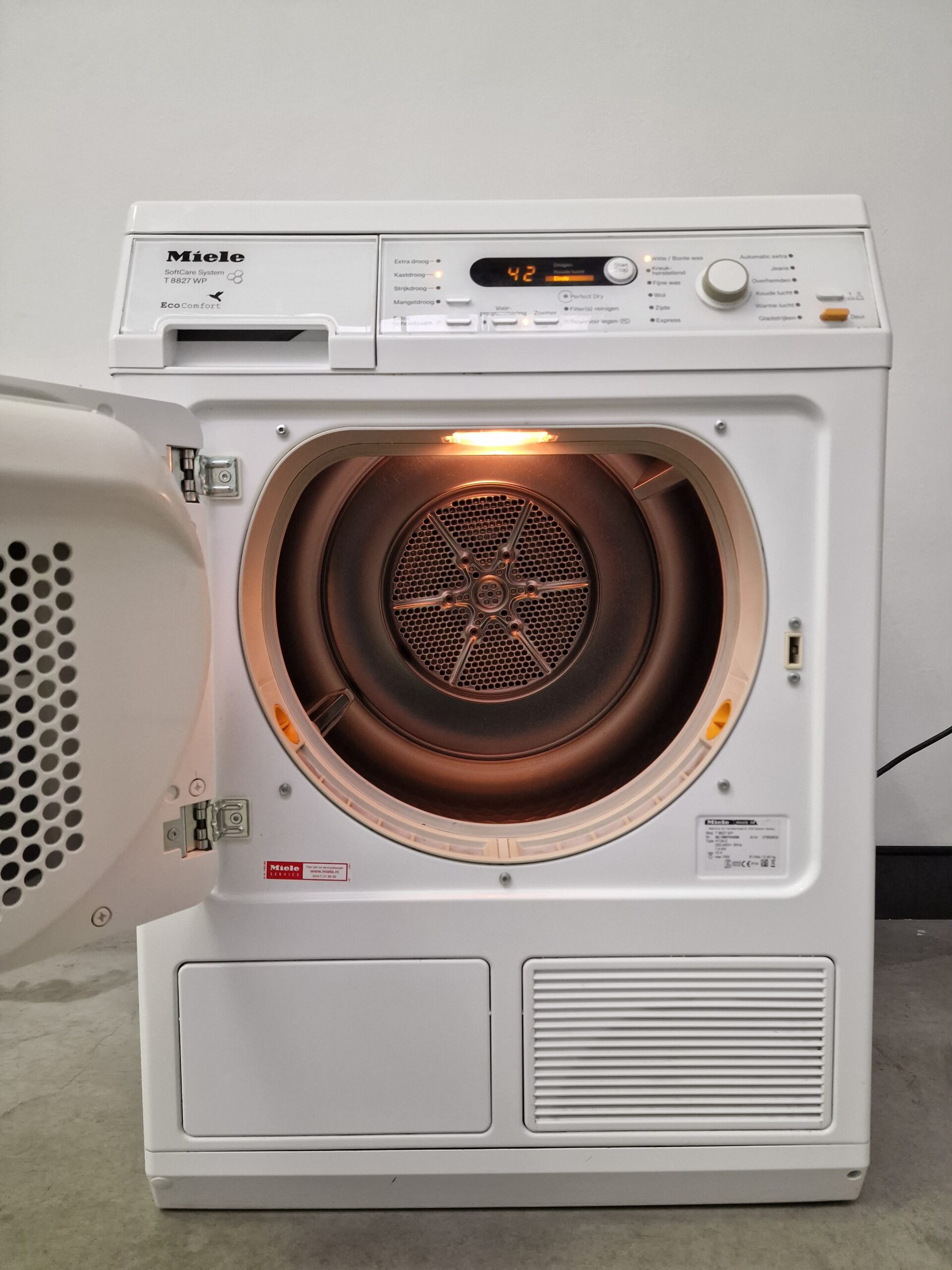 Miele T 8827 WP witte warmtepompdroger 7 kg met SoftCare-trommel