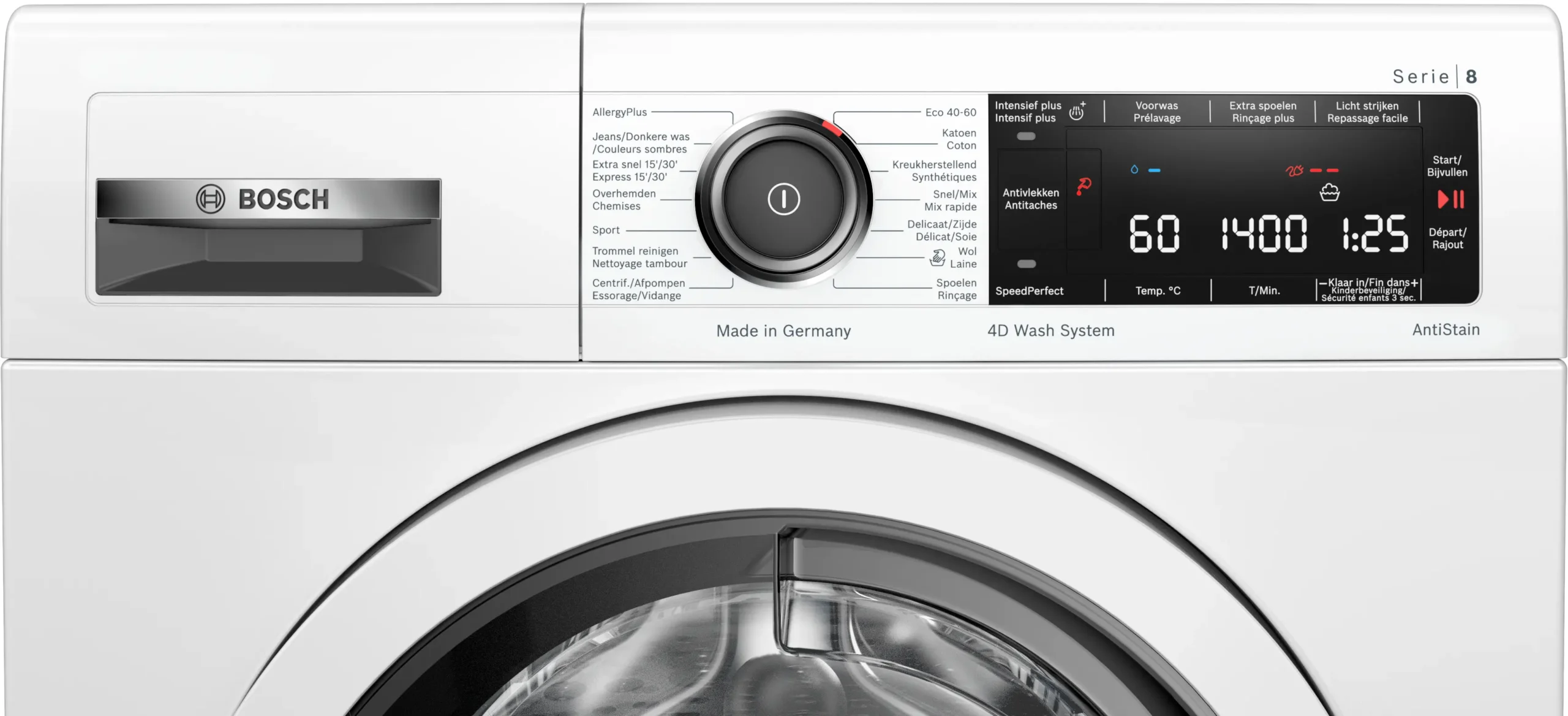 Bosch Serie 8 WAV28M0EFG wasmachine 9 kg 1400 toeren met 4D Wash