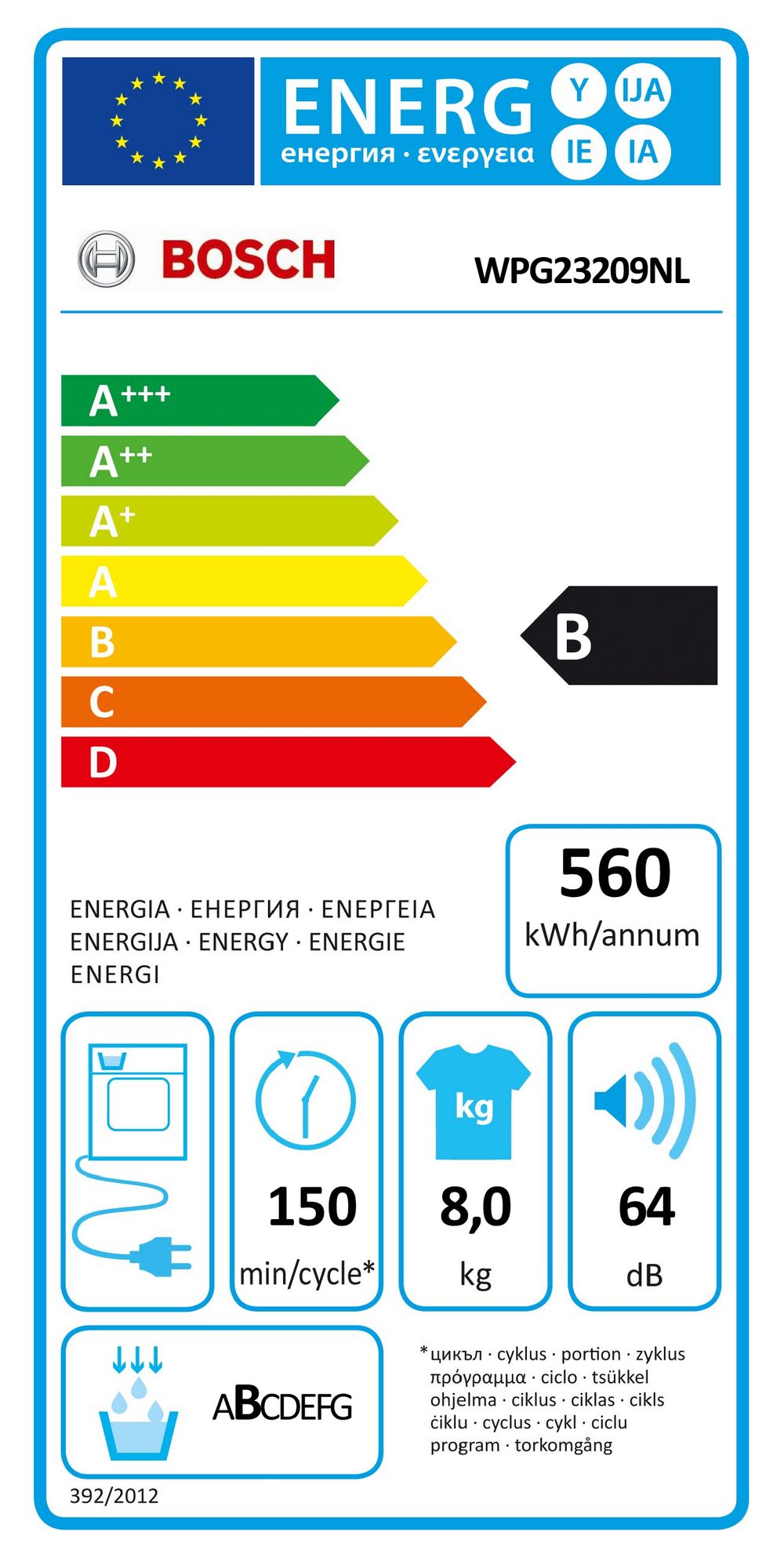 Bosch Serie 6 WPG23209NL condensdroger 8 kg met AutoDry