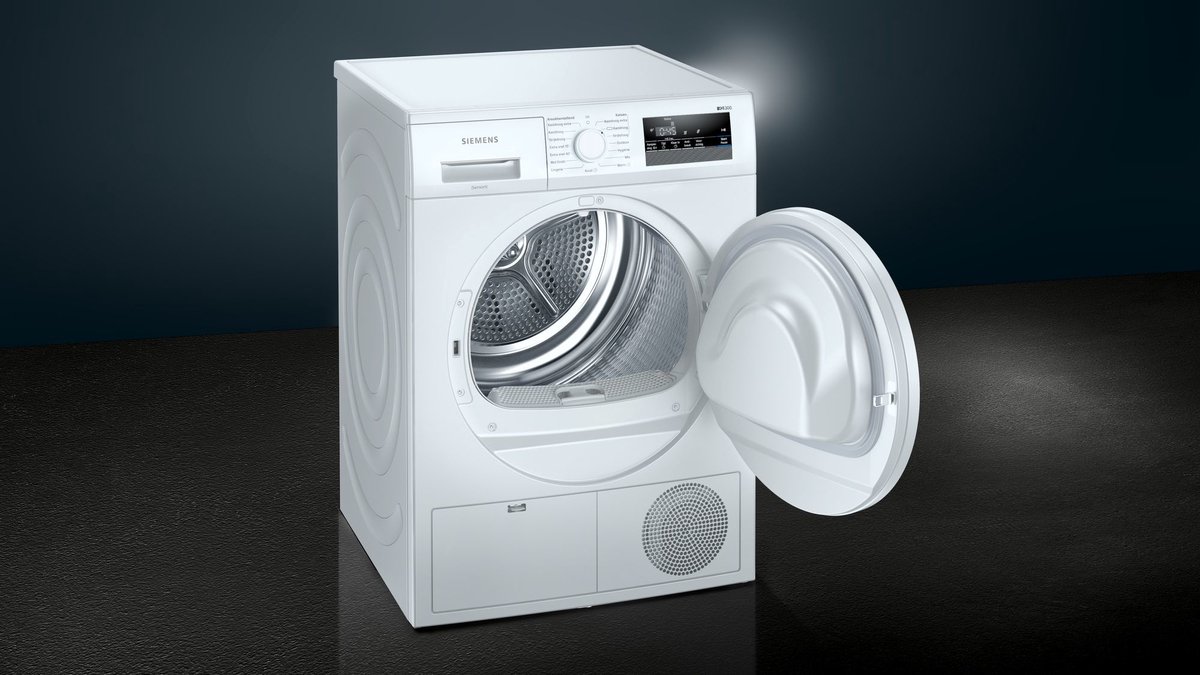 Siemens iQ300 WT43N202 witte condensdroger met 8 kg vulgewicht en autoDry