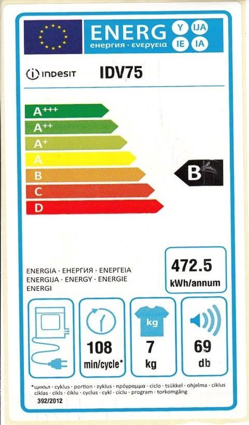 Indesit IDV75 witte luchtafvoerdroger met 7 kg laadvermogen