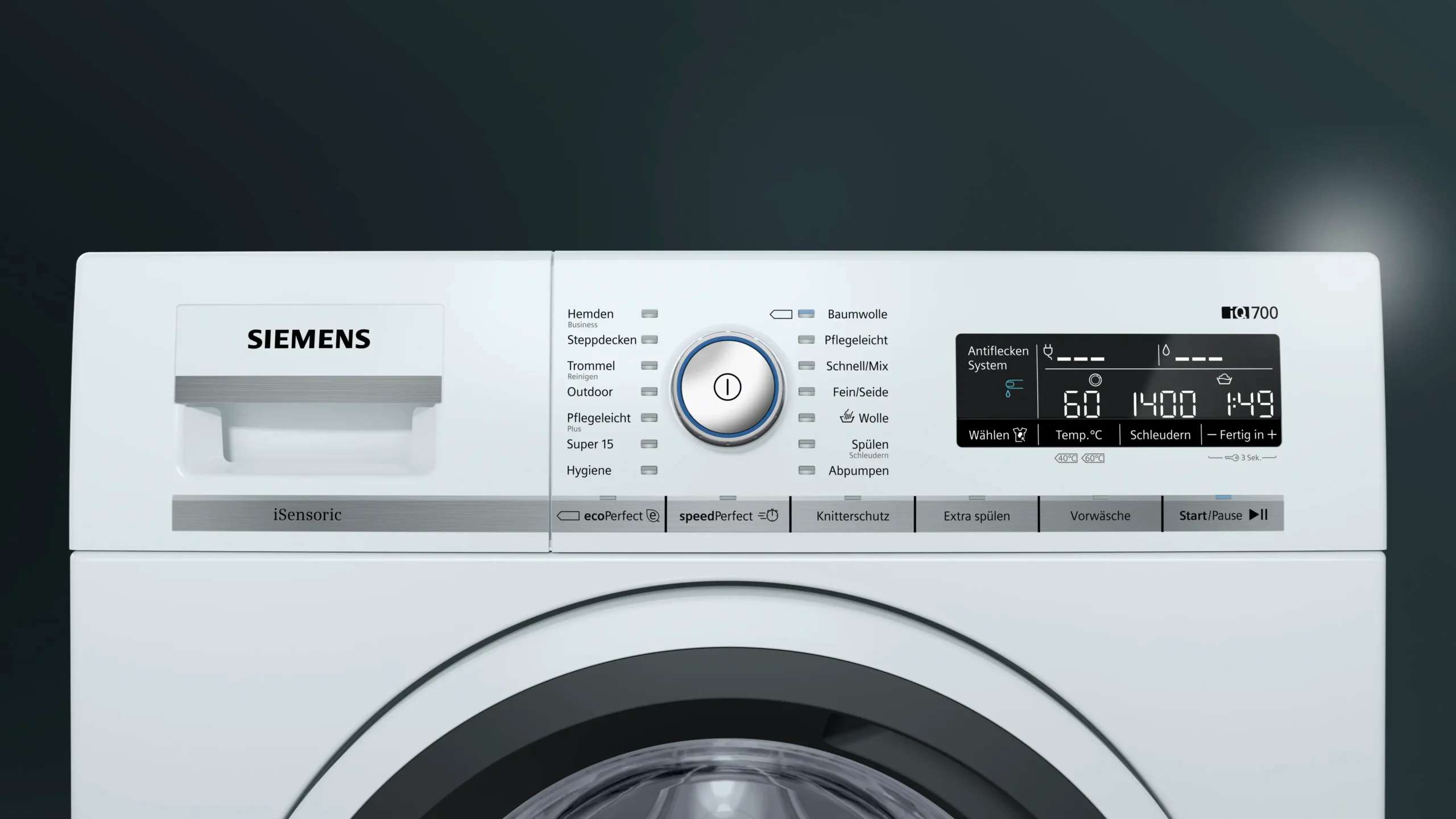 Siemens iQ700 WM14W5V1 witte wasmachine met 9 kg laadvermogen en 1400 toeren