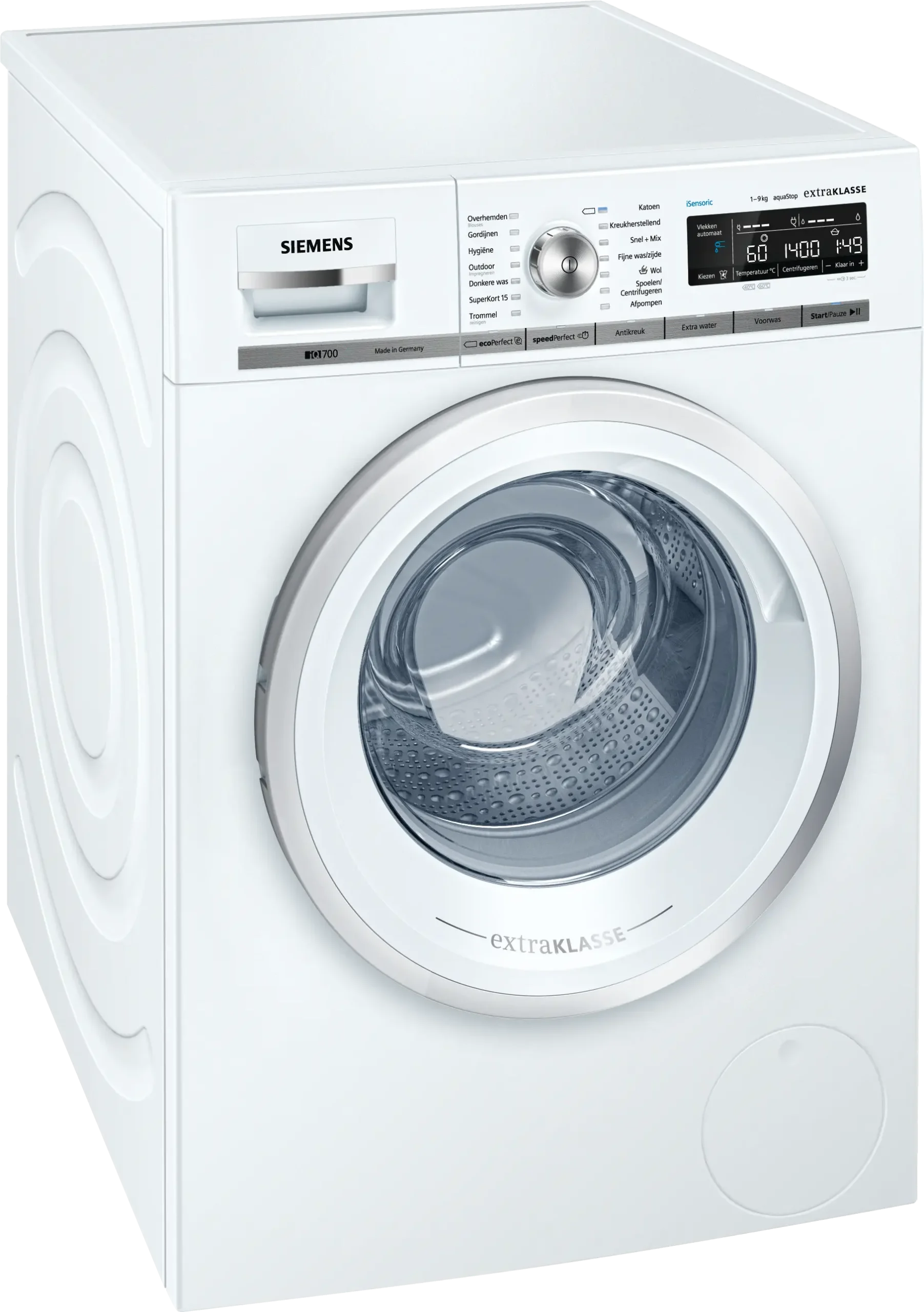 Siemens iQ700 WM14W5EM witte wasmachine 9 kg 1400 toeren met varioPerfect