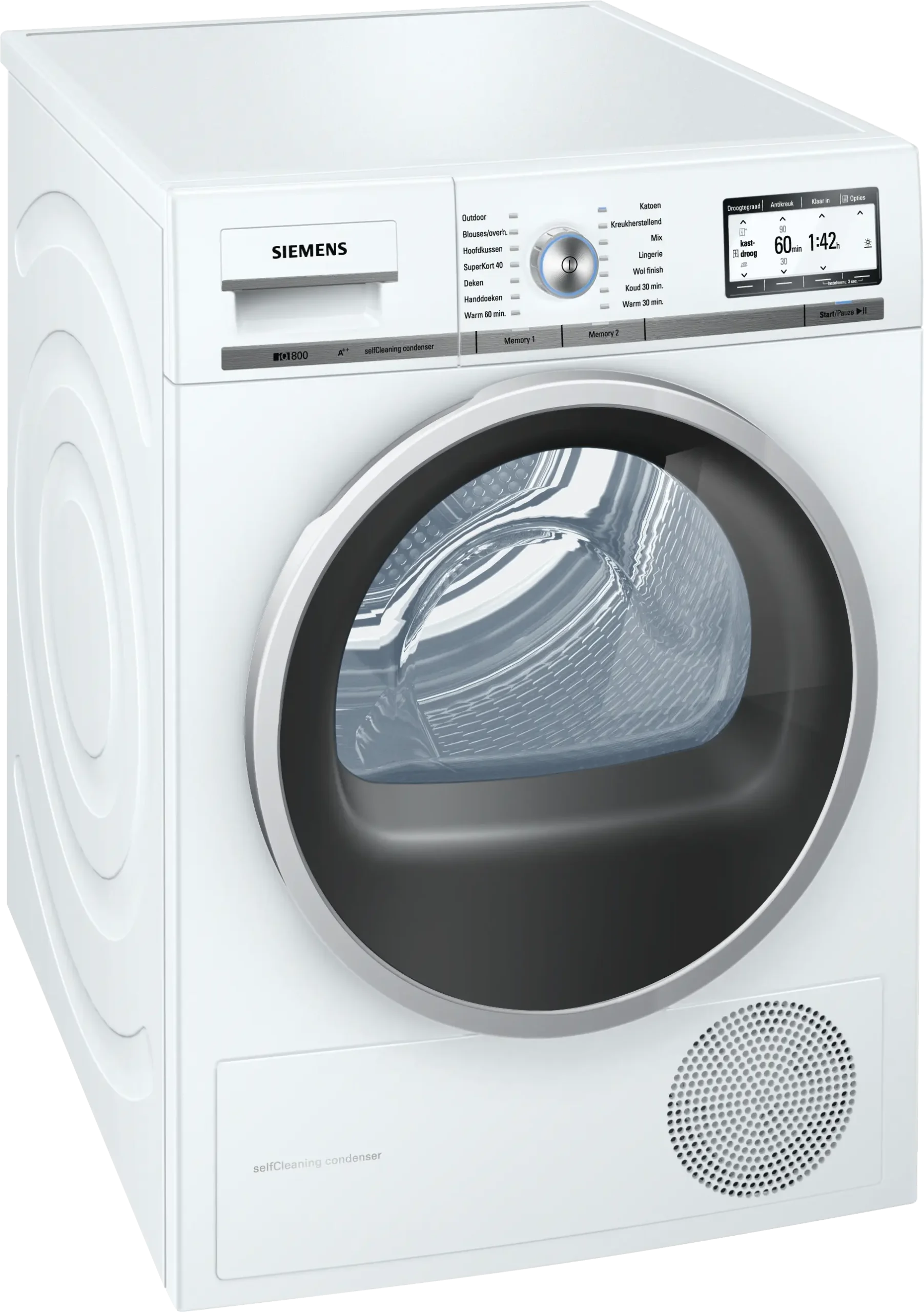 Siemens iQ800 WTY47Y700NL witte warmtepompdroger 8 kg met SelfCleaning Condenser