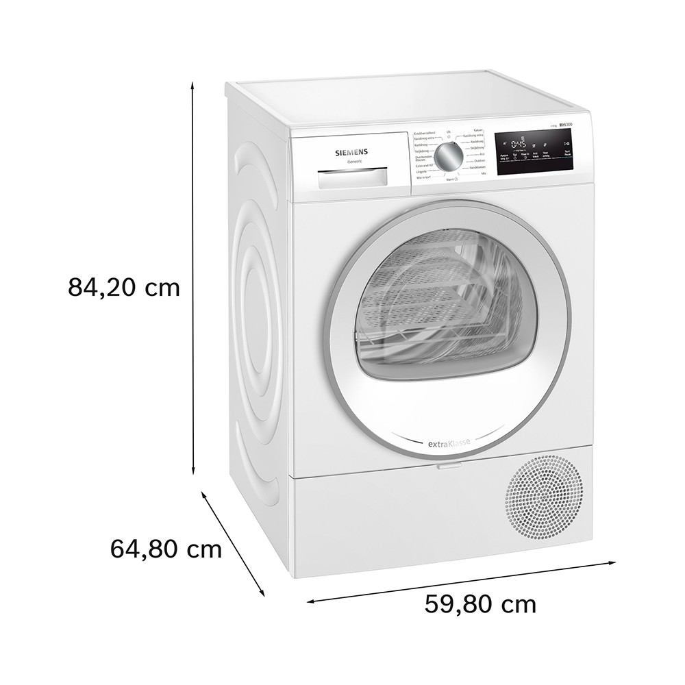 Siemens iQ500 WT45W460NL witte warmtepompdroger 8 kg met SelfCleaning Condenser en autoDry
