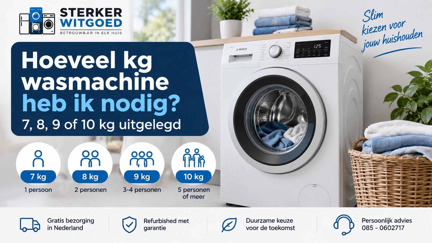 Hoeveel kg wasmachine heb ik nodig – 7, 8, 9 of 10 kg | Sterker Witgoed