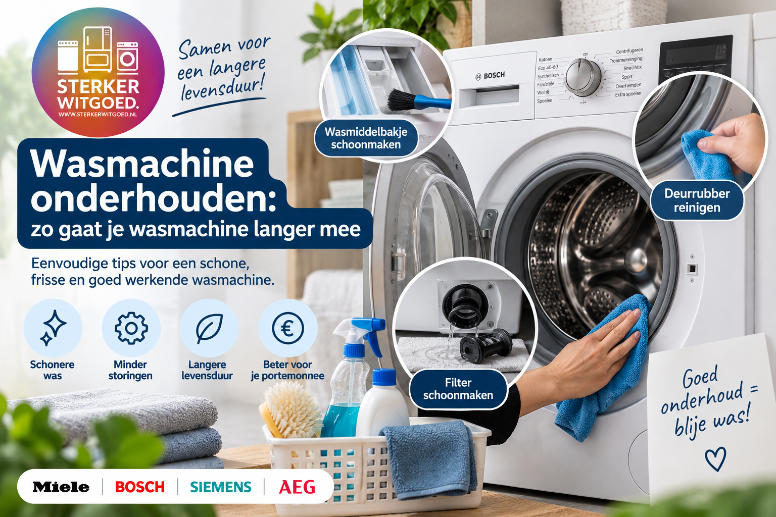 Wasmachine onderhouden en schoonmaken - Sterker Witgoed