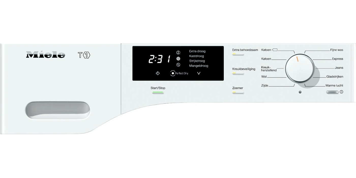 Miele TKB640WP Eco witte warmtepompdroger 8 kg met SoftCare-honingraattrommel